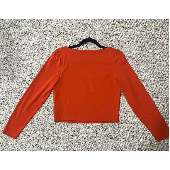 Aritzia Babaton Contour Squareneck Longsleeve Dark Orange Top Size XL - Picture 2 of 7